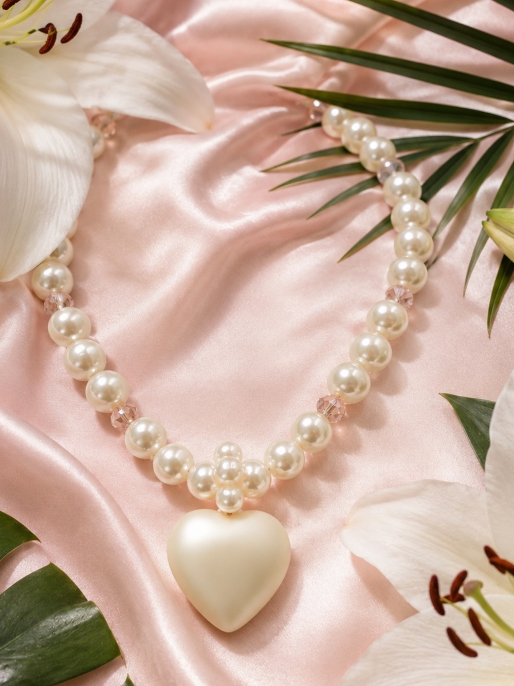 🆕😍🇨🇦Elegant Pearl Heart Necklace - Ivory Pearls